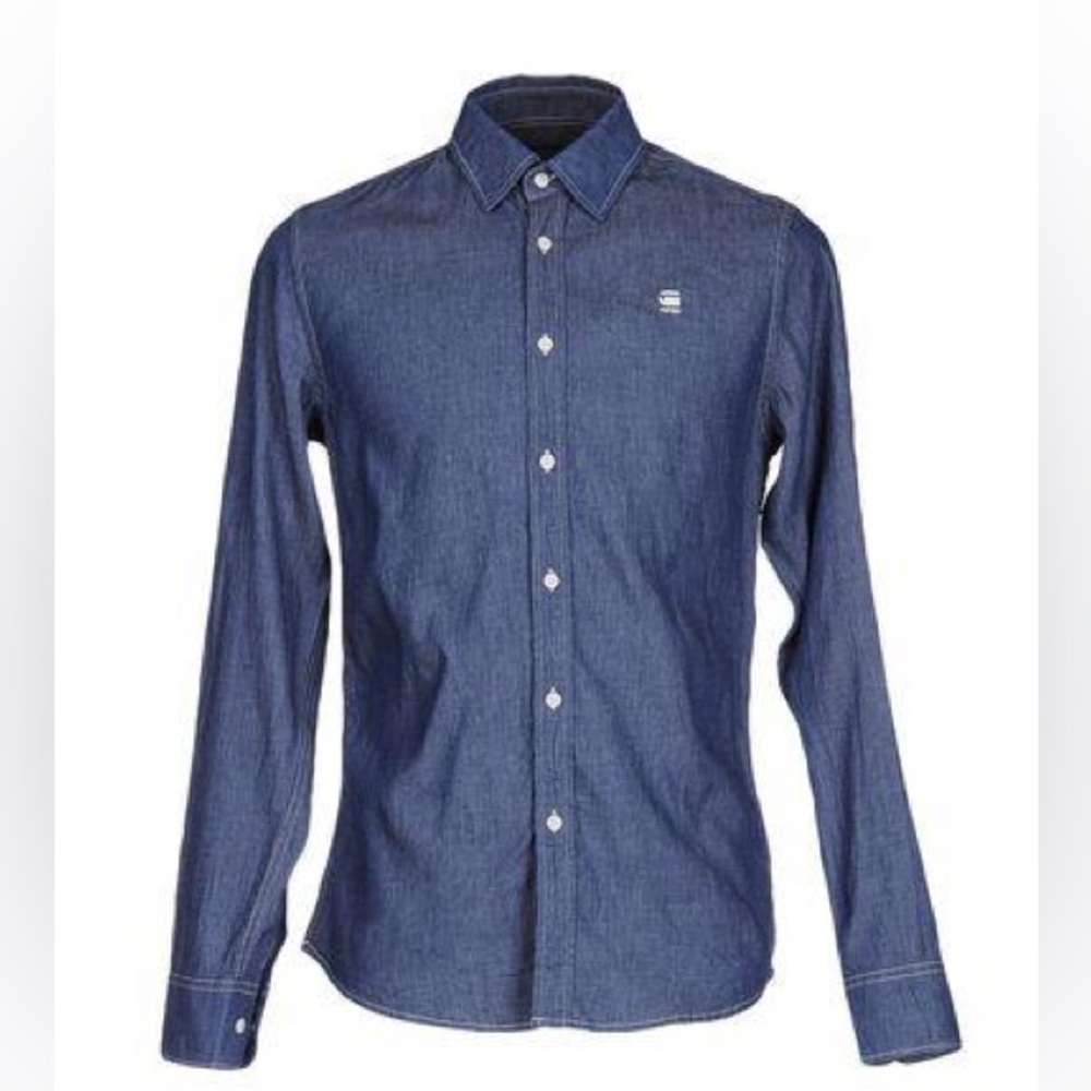 G-STAR RAW 100 💯 cotton, dark denim casual button front shirt XXL